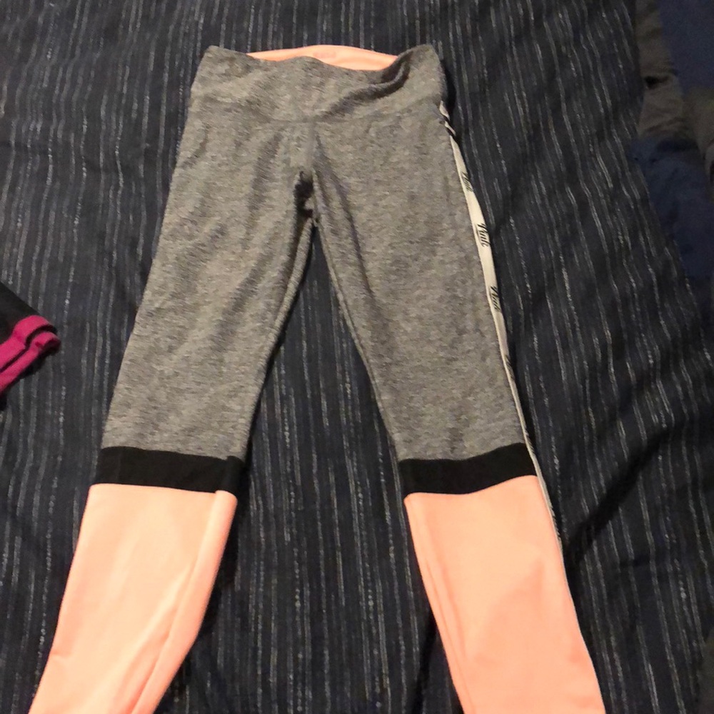 NWOT color block and mesh vs PINK leggings.